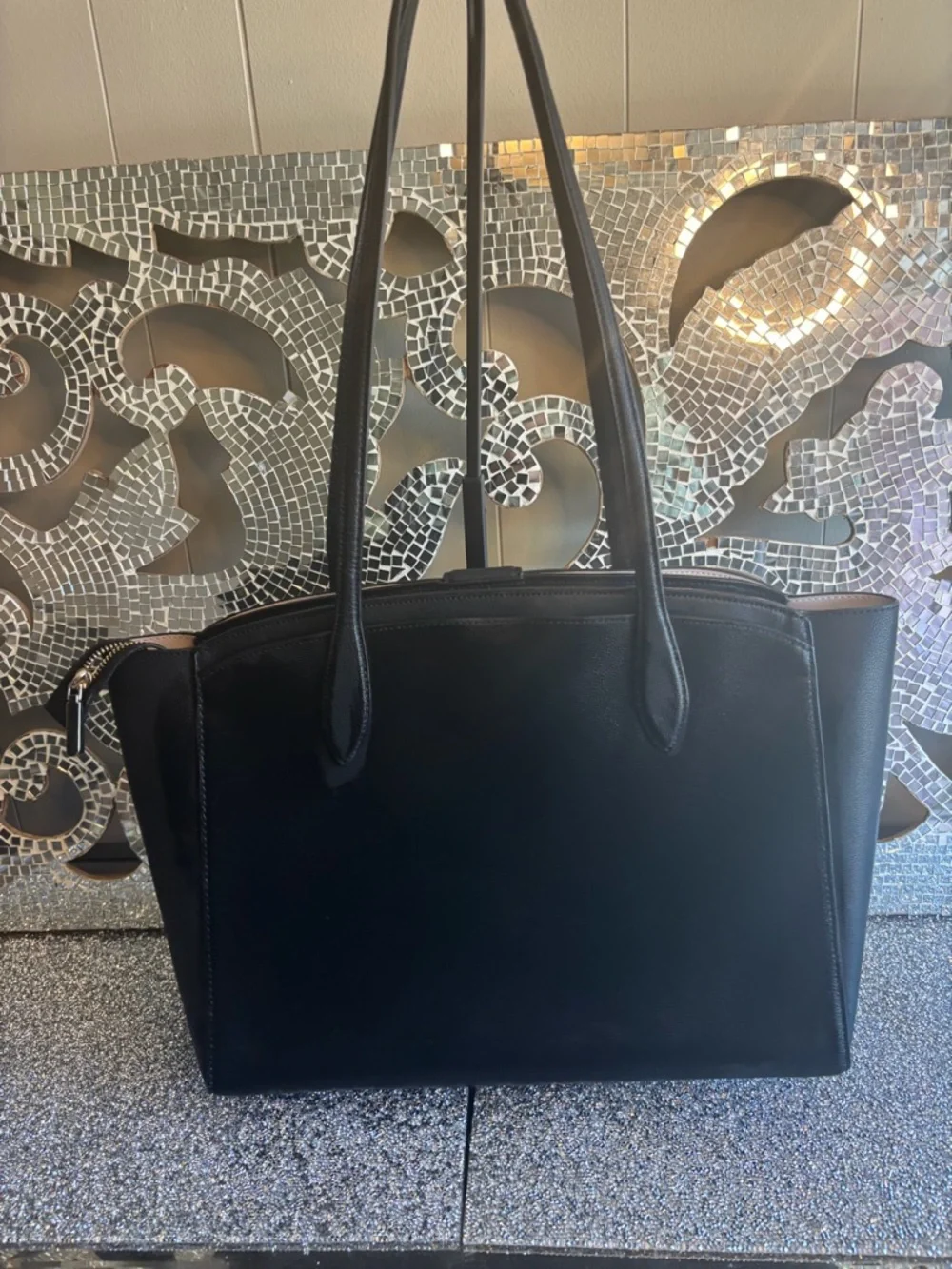 💕Kate Spade Black Leather Tote Bag with‎ Long Straps